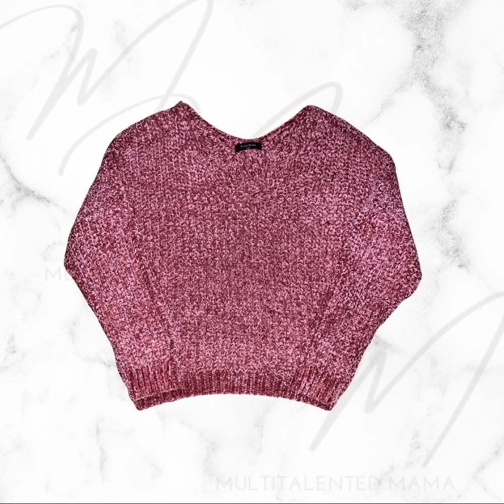 Rose Pink V-neck Chenille Sweater 

100% Polyester